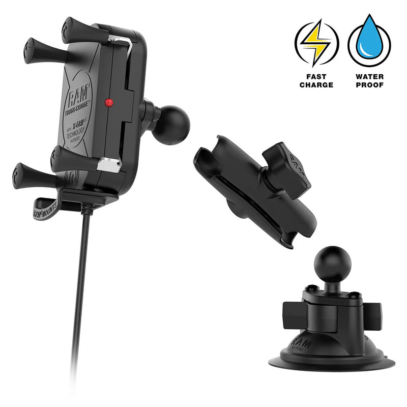 Load image into Gallery viewer, RAM Mount RAM Tough-Charge 15W Wireless Charging Suction Cup Mount [RAM-B-166-UN12W-1]
