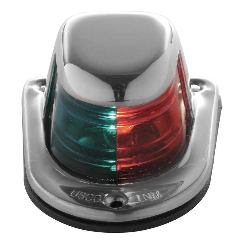 Load image into Gallery viewer, Attwood 1-Mile Deck Mount, Bi-Color Red/Green Combo Sidelight - 12V - Stainless Steel Housing [66318-7]
