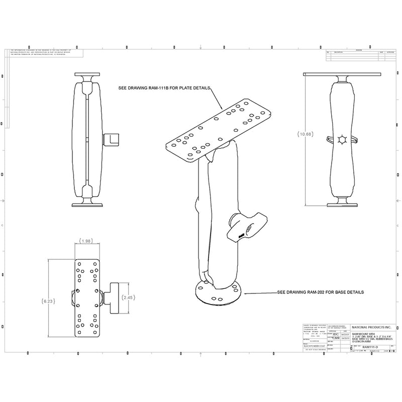 Load image into Gallery viewer, RAM Mount Marine Electronics Mount Long Arm Gimbal Bracket [RAM-111U-D]
