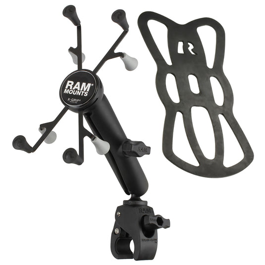 RAM Mount Tough-Claw Base w/Long Double Socket Arm & Universal X-Grip Cradle w/1