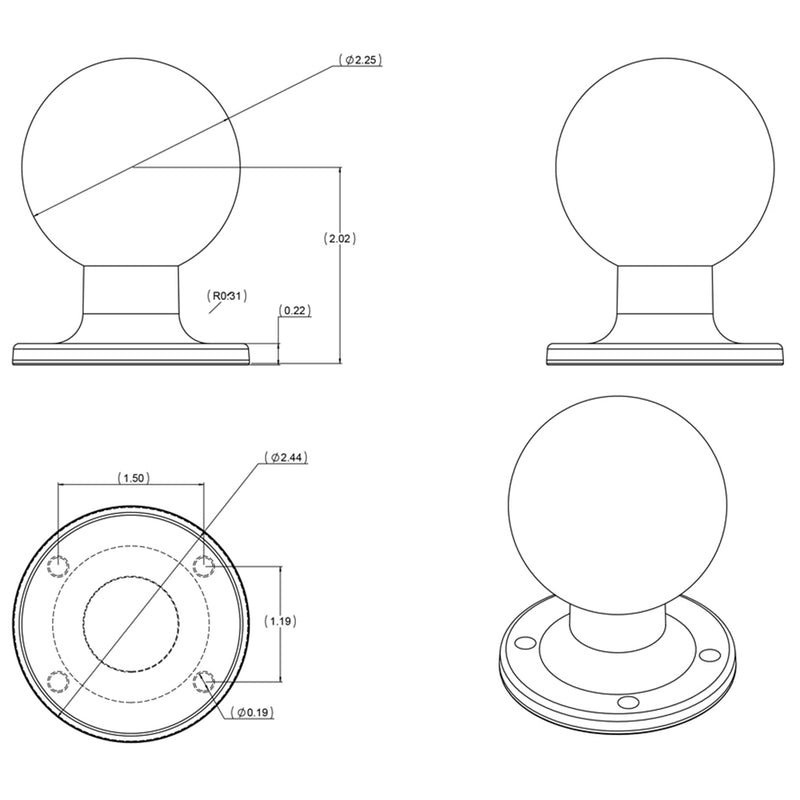 Load image into Gallery viewer, RAM Mount D Size 2.25&quot; Ball on Round Plate w/AMPS Hole Pattern [RAM-D-254U]
