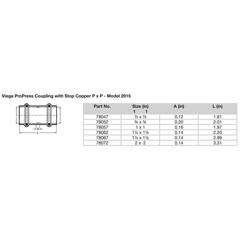 Load image into Gallery viewer, Viega ProPress 1&quot; Copper Coupling w/Stop - Double Press Connection - Smart Connect Technology [78057]
