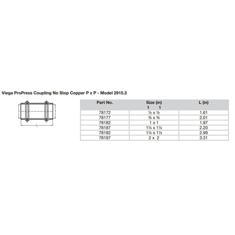 Load image into Gallery viewer, Viega ProPress 1/2&quot; Copper Coupling w/o Stop - Double Press Connection - Smart Connect Technology [78172]
