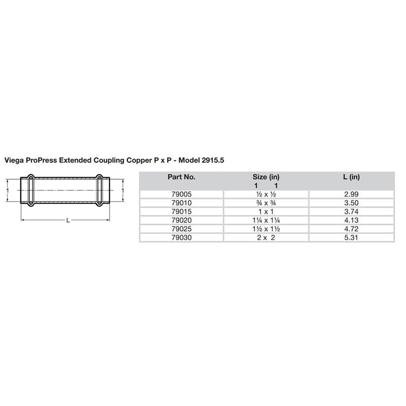 Load image into Gallery viewer, Viega ProPress 1/2&quot; Extended Coupling w/o Stop - Double Press Connection - Smart Connect Technology [79005]
