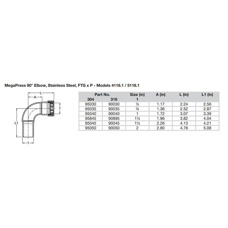 Load image into Gallery viewer, Viega MegaPress 3/4&quot; 90 Stainless Steel 304 Elbow Street - Press Connection - Smart Connect Technology [95035]
