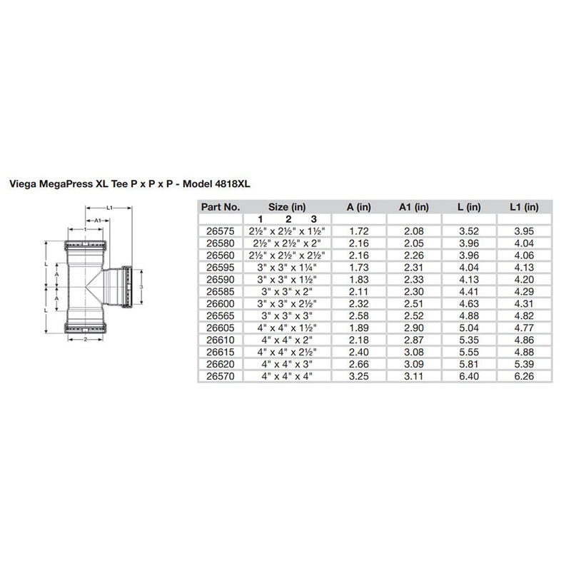 Load image into Gallery viewer, Viega MegaPress 2-1/2&quot; Carbon Steel Tee w/FKM - Triple Press Connection - Smart Connect Technology [26560]
